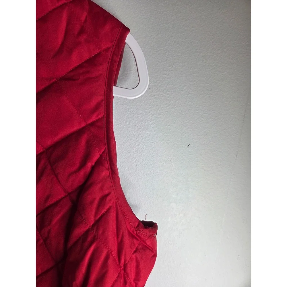 St Johns Bay Womens XL Red Quilted Full Zip‎ Puffer Vest Gold Hardware 2098